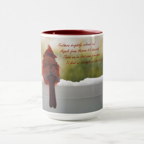 Cardinal with Visitor From Heaven poem Mug