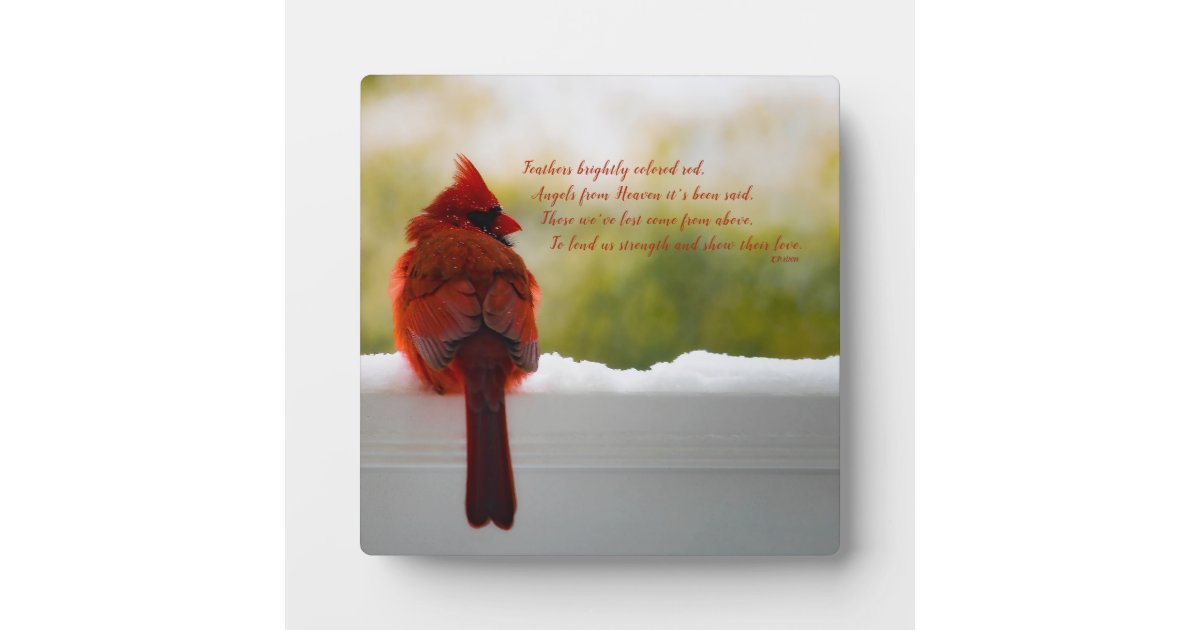 Cardinal with Vistior From Heaven poem Plaque | Zazzle.com