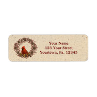Cardinal Wreath Address Label