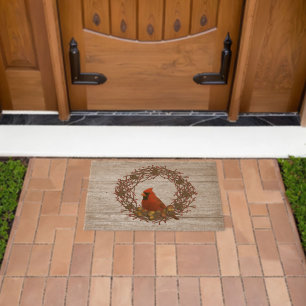 Cardinal Wreath Fiber Doormat