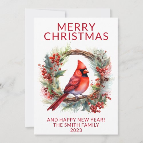 Cardinal Wreath Red Holiday Card