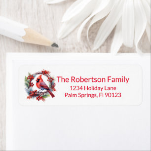 Cardinal Wreath Red Return Address Label