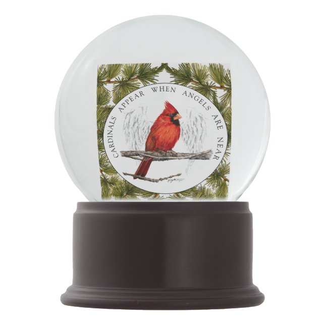 Cardinals And Angels Personalized Memorial Snow Globe (Front)