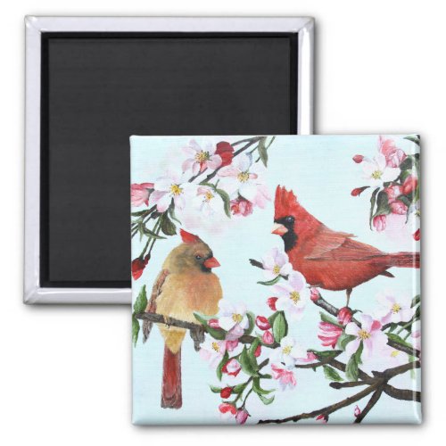 Cardinals and Apple Blossoms Magnet
