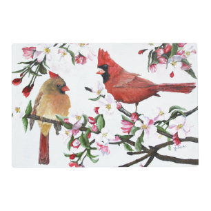 Cardinals and Apple Blossoms Placemat
