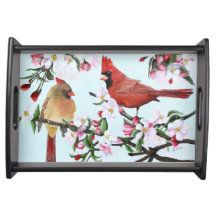 Cardinals and Apple Blossoms