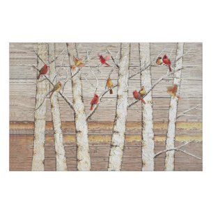 Cardinals And Birch Trees Faux Canvas Print