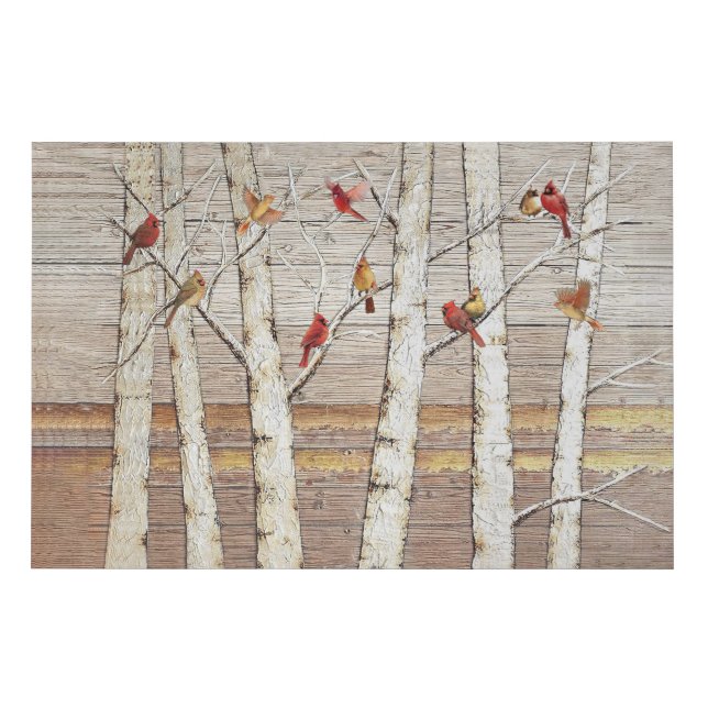 Cardinals And Birch Trees Faux Canvas Print (Front)