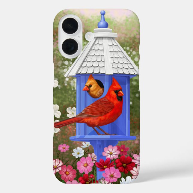 Cardinals and Blue Birdhouse Case-Mate iPhone Case (Back)