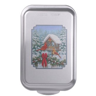 Cardinals and Christmas Bird Feeder Cake Pan