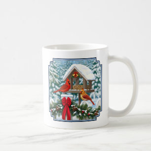 Cardinals and Christmas Bird Feeder Coffee Mug