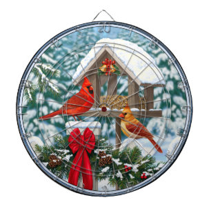 Cardinals and Christmas Bird Feeder Dartboard