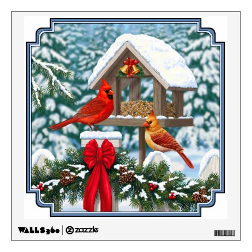 Cardinals and Christmas Bird Feeder Wall Sticker