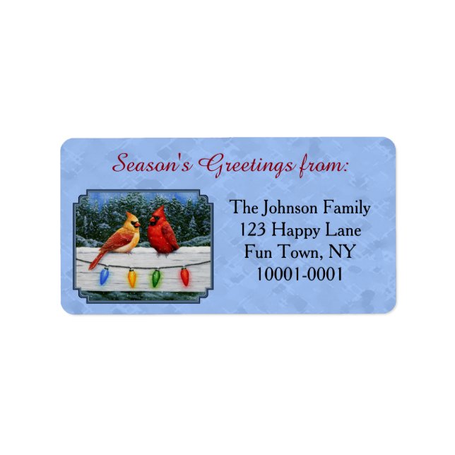 Cardinals and Christmas Lights Sky Blue Label (Front)