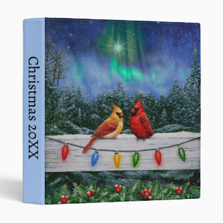 Cardinals and Christmas Lights Winter Snow 3 Ring Binder