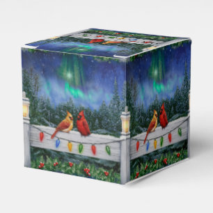 Cardinals and Christmas Lights Winter Snow Favor Boxes