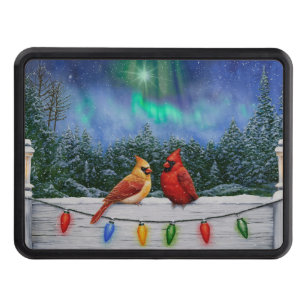 Cardinals and Christmas Lights Winter Snow Hitch Cover
