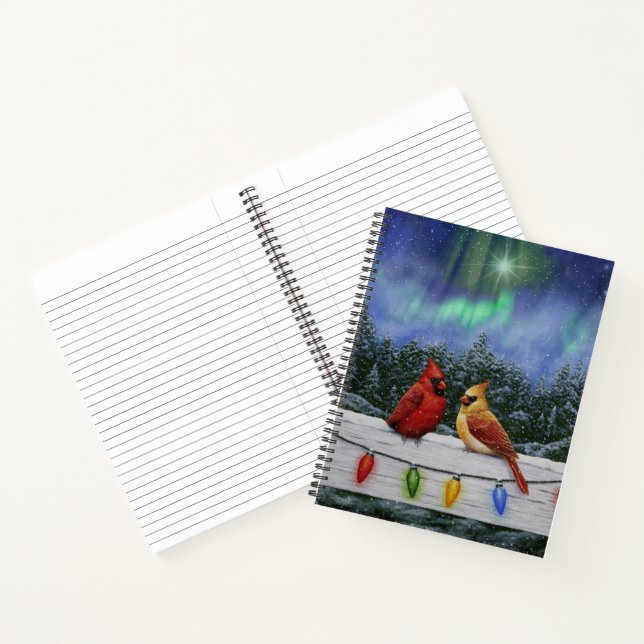 Cardinals and Christmas Lights Winter Snow Notebook (Inside)