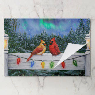 Cardinals and Christmas Lights Winter Snow Paper Pad
