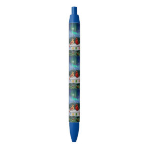 Cardinals and Christmas Lights Winter Snow Pen
