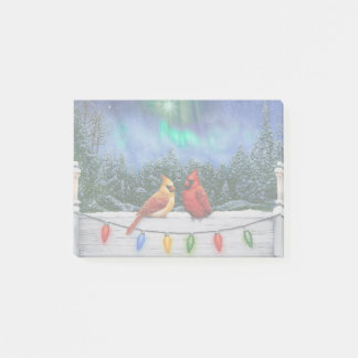 Cardinals and Christmas Lights Winter Snow Post-it Notes
