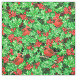 Cardinals and holly berry fabric