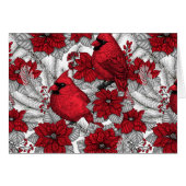 Cardinals and poinsettia in red and white (Front Horizontal)