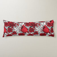 Cardinals and poinsettia in red and white