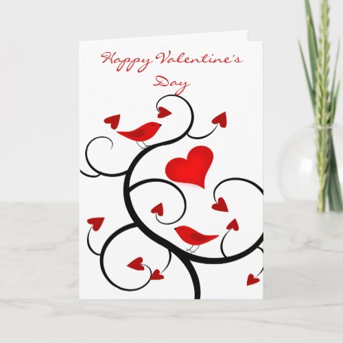 Cardinals and Vines Happy Valentines Day Card