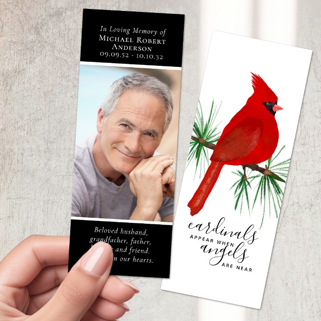 Cardinals Angels Calligraphy Photo Funeral Bookmarks (Creator Uploaded)