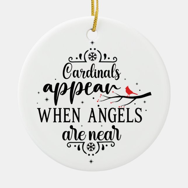 Cardinals Appear Angels Near Photo Memorial  Ceramic Ornament (Front)