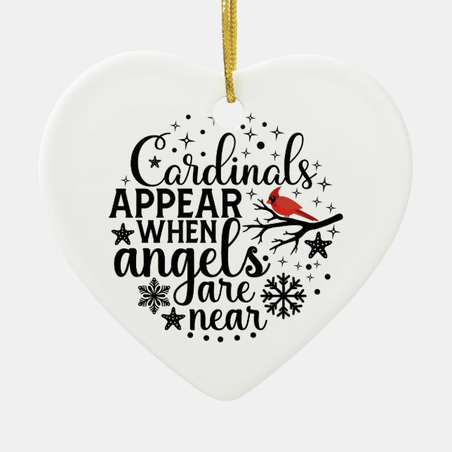 Cardinals appear Heart Ceramic Ornament (Front)
