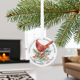 Cardinals Appear Holiday Greenery Acrylic Ornament
