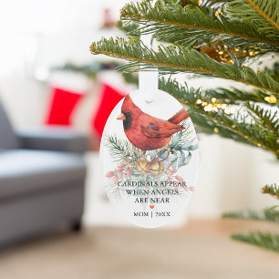Cardinals Appear Holiday Greenery Ornament