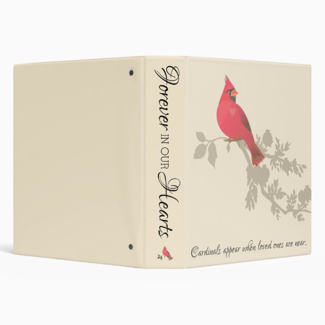 Cardinals Appear Quote Memorial Remembrance Beige 3 Ring Binder (Background)