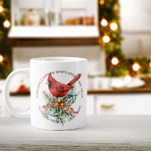Cardinals Appear Sympathy Holiday Greenery Giant Coffee Mug