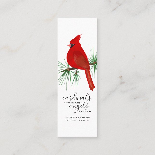 Cardinals Appear When Angels are Near Bookmark Mini Business Card (Front)