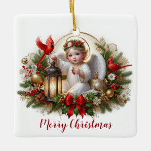 Cardinals appear when angels are near ceramic ornament