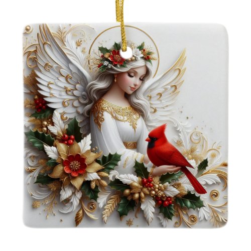Cardinals appear when angels are near ceramic ornament