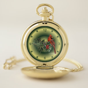 Cardinals Appear When Angels Are Near ~ Christmas~ Pocket Watch