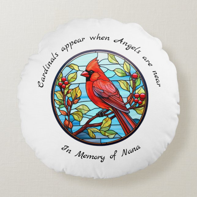 Cardinals Appear When Angels are Near Christmas Round Pillow (Front)