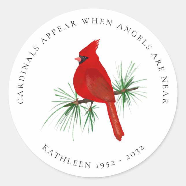 Cardinals Appear When Angels Are Near Classic Round Sticker (Front)
