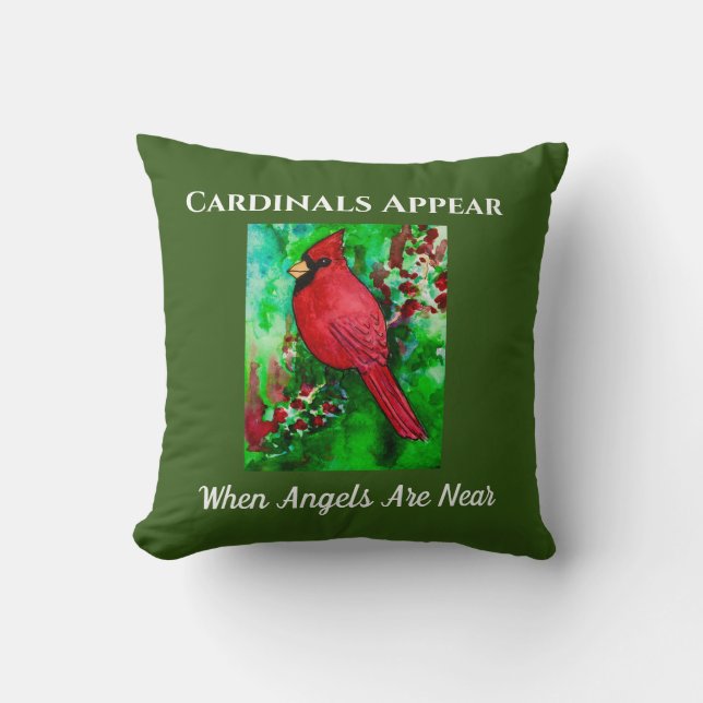 Cardinals Appear When Angels Are Near Inspiration Throw Pillow (Front)