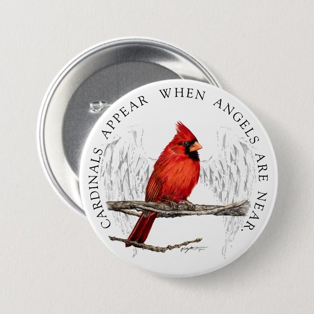 Cardinals Appear When Angels Are Near Memorial Button (Front & Back)
