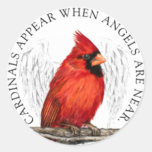 Cardinals Appear When Angels Are Near Memorial Classic Round Sticker