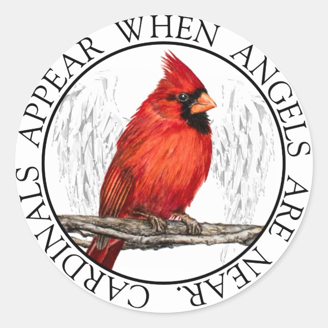 Cardinals Appear When Angels Are Near Memorial Classic Round Sticker (Front)