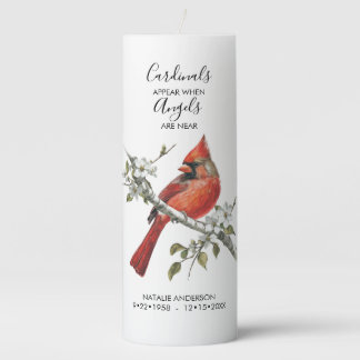 Cardinals appear when angels are near Memorial Pillar Candle