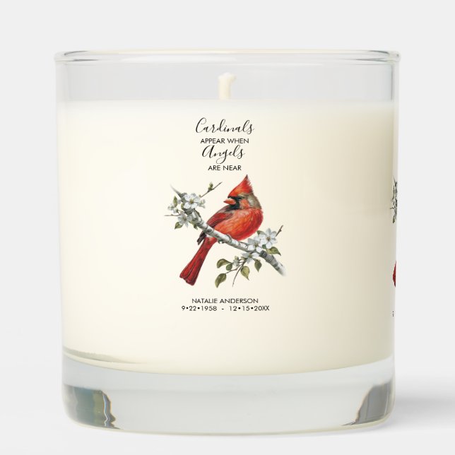 Cardinals appear when angels are near Memorial Scented Candle (Front)