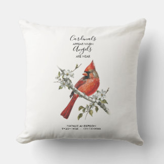 Cardinals appear when angels are near Memorial Throw Pillow