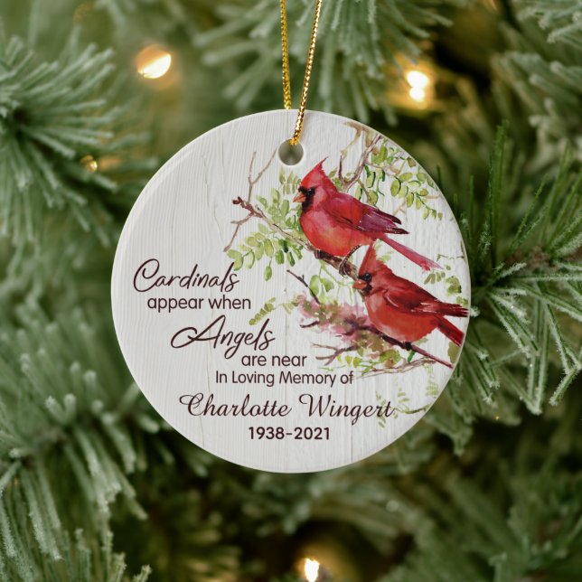 Cardinals Appear When Angels Are Near Personalized Ceramic Ornament (Tree)